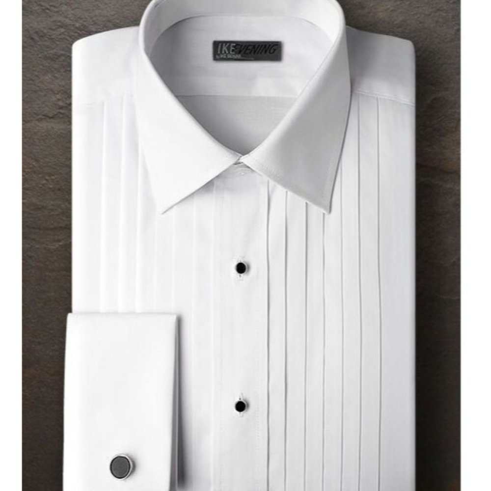 New IKE BEHAR COTTON French Cuff Laydown Tux Shirt